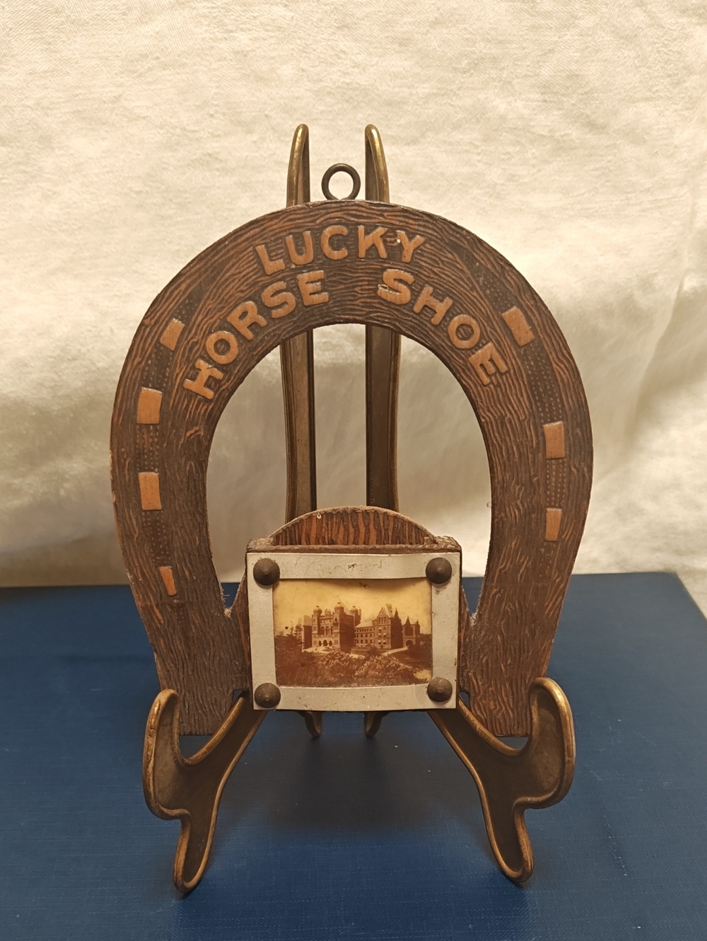Lucky Horse Shoe Vintage Decorative Photo Holder - Brown